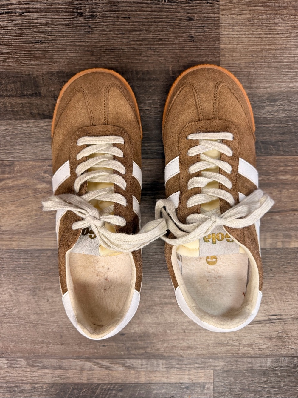 Gola Elan Tobacco White Suede Nubuck Leather Sneakers Shoe Size 8